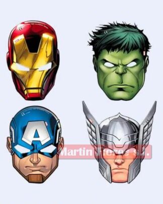 Caretas cartón Avenger 6u